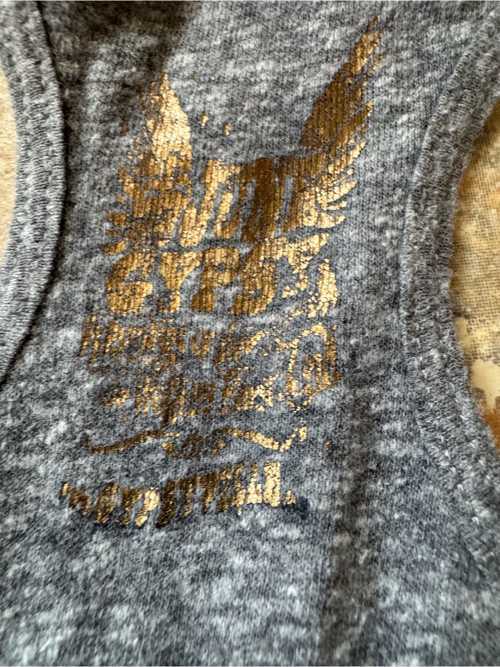 Junk Gypsy Gray Tank Top with Brown/Bronze “Honey Hush” Graphic Size Small - Picture 5 of 7